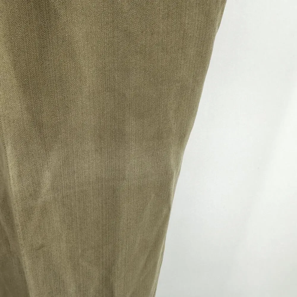 Tommy Bahama Silk Dress Pants Pleated Mid Rise Straight Leg Khaki 36x32